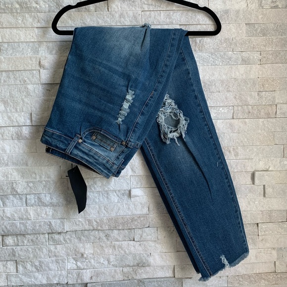 Plus Size Distressed High Rise Jeans - Picture 2 of 5